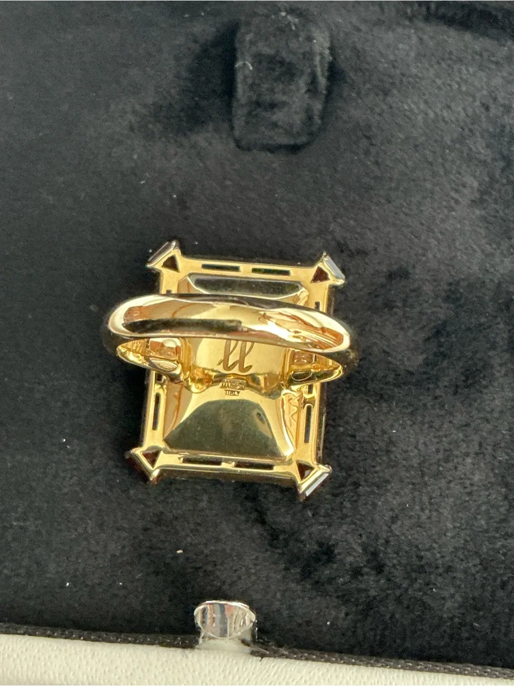 STUNNING DESIGNER FRANCESCA VILLA VINTAGE 18K GOLD LOLITE AND RHODOLITE RING